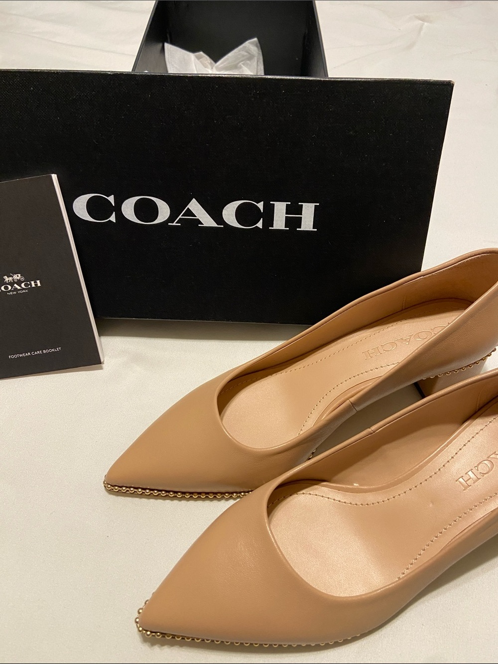COACH Willa 45 Tan Leather Pointed Pumps heels